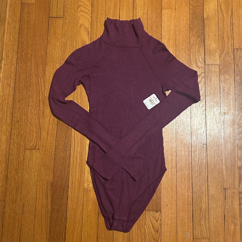 Free People Purple Turtleneck Bodysuit Women’s S NWT
